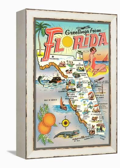 Map of Florida-null-Framed Stretched Canvas