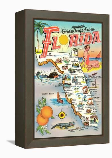 Map of Florida-null-Framed Stretched Canvas