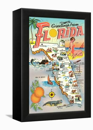 Map of Florida-null-Framed Stretched Canvas