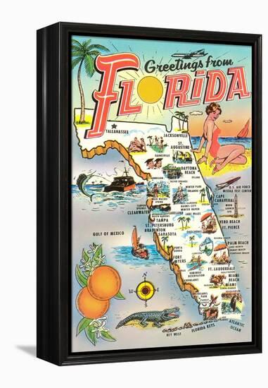 Map of Florida-null-Framed Stretched Canvas