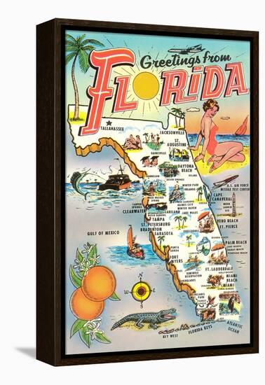 Map of Florida-null-Framed Stretched Canvas