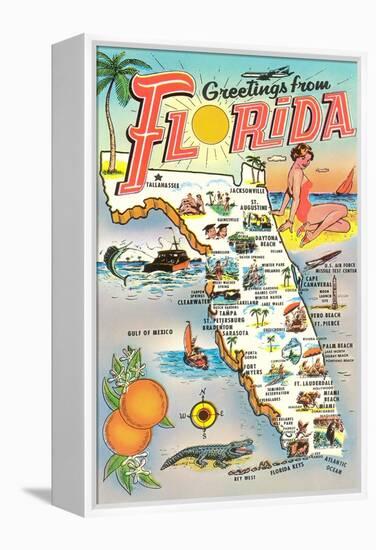 Map of Florida-null-Framed Stretched Canvas