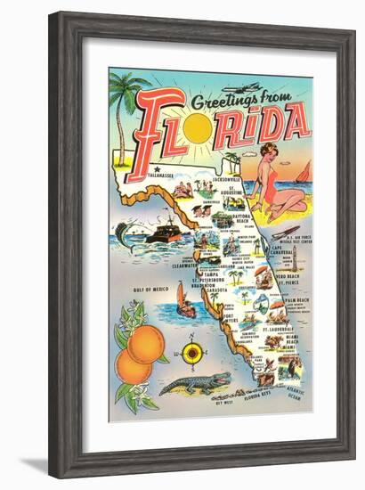 Map of Florida-null-Framed Art Print