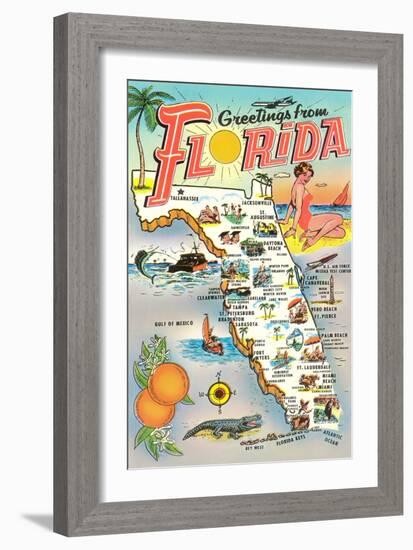 Map of Florida-null-Framed Art Print