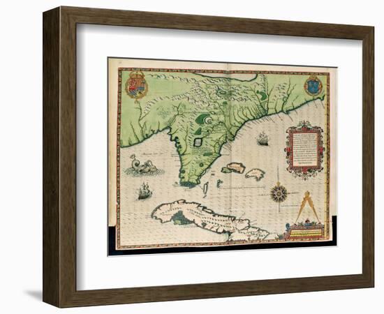 Map of Florida-Jacques Le Moyne-Framed Giclee Print