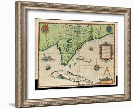 Map of Florida-Jacques Le Moyne-Framed Giclee Print