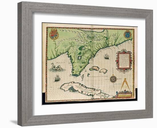 Map of Florida-Jacques Le Moyne-Framed Giclee Print