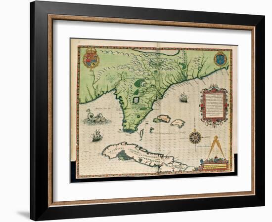 Map of Florida-Jacques Le Moyne-Framed Giclee Print