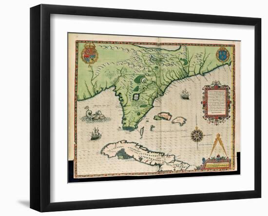 Map of Florida-Jacques Le Moyne-Framed Giclee Print