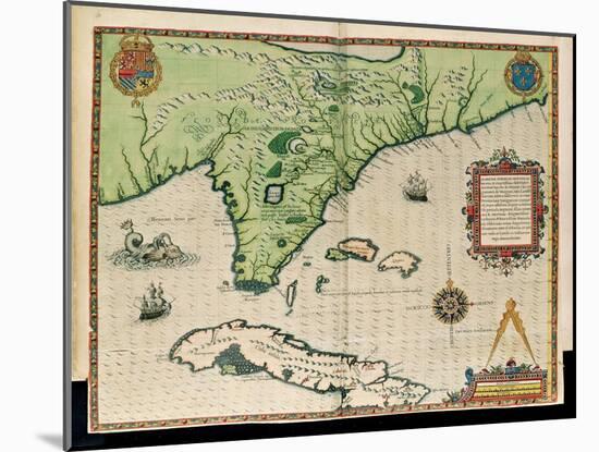 Map of Florida-Jacques Le Moyne-Mounted Giclee Print