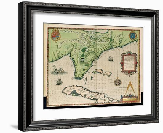 Map of Florida-Jacques Le Moyne-Framed Giclee Print