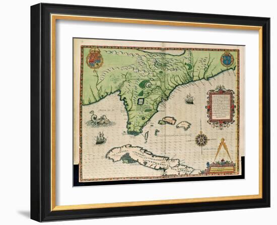 Map of Florida-Jacques Le Moyne-Framed Giclee Print