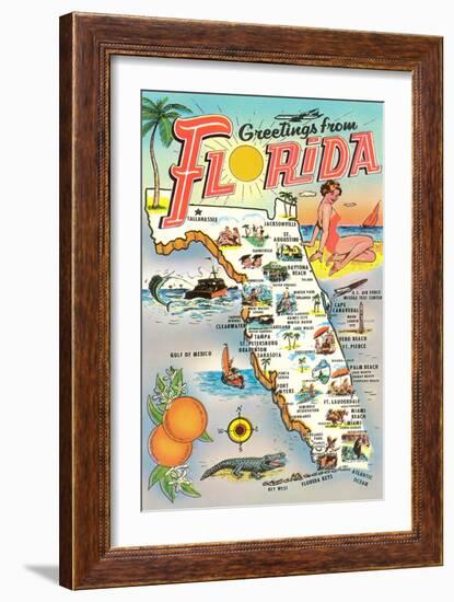 Map of Florida-null-Framed Art Print