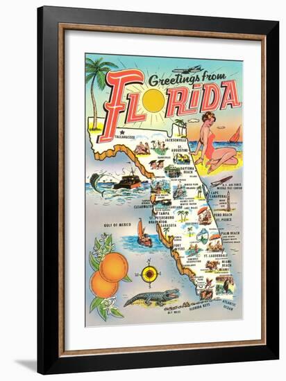 Map of Florida-null-Framed Art Print