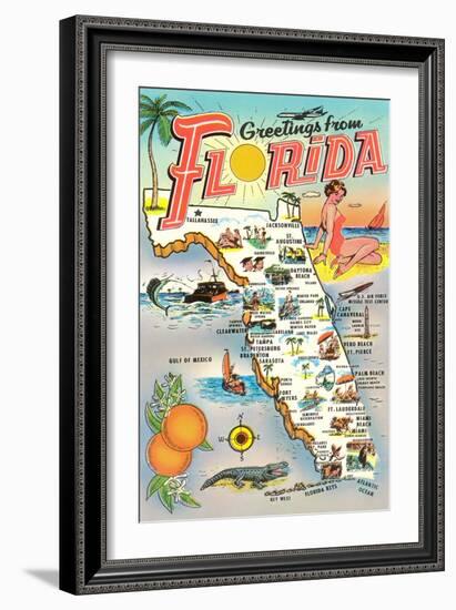 Map of Florida-null-Framed Art Print