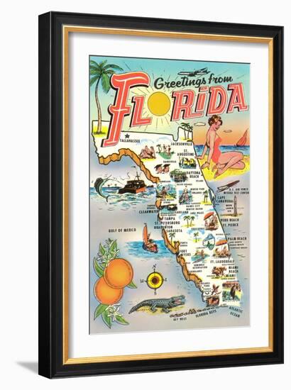 Map of Florida-null-Framed Art Print