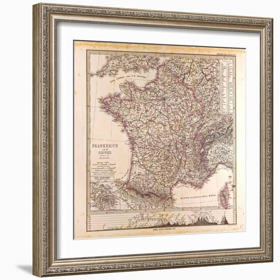 Map of France, 1874-null-Framed Giclee Print