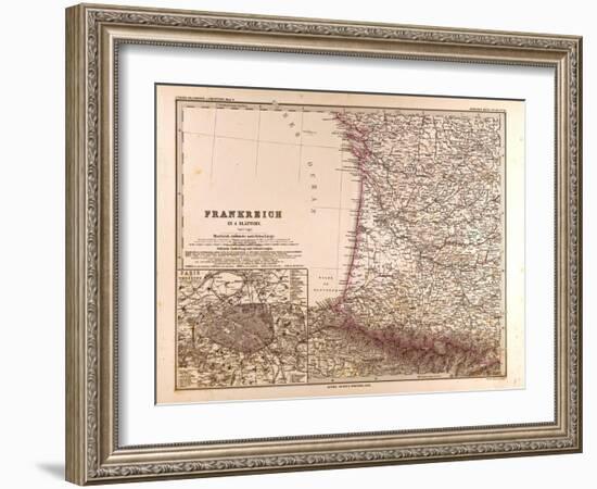 Map of France, 1874-null-Framed Giclee Print