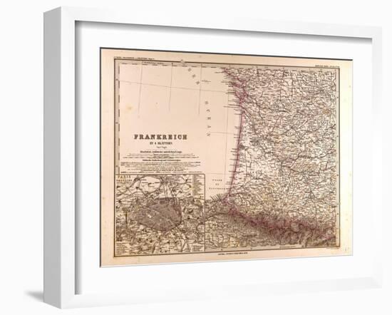 Map of France, 1874-null-Framed Giclee Print