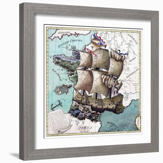 Map Of France As A Ship -1796-Vintage Lavoie-Framed Giclee Print