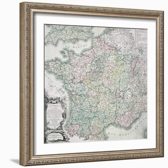 Map of France as Divided into 58 Provinces, 1765-Louis-Charles Desnos-Framed Giclee Print