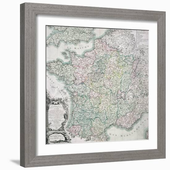 Map of France as Divided into 58 Provinces, 1765-Louis-Charles Desnos-Framed Giclee Print