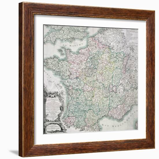 Map of France as Divided into 58 Provinces, 1765-Louis-Charles Desnos-Framed Giclee Print