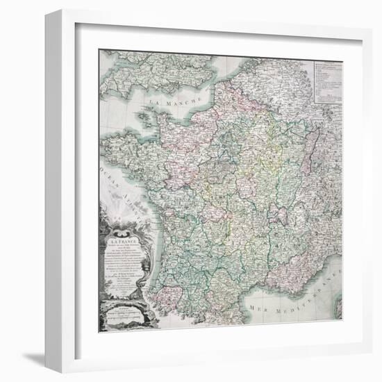 Map of France as Divided into 58 Provinces, 1765-Louis-Charles Desnos-Framed Giclee Print