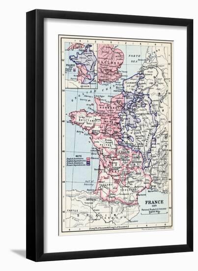 Map of France in 1189, from 'Historical Atlas'-null-Framed Giclee Print