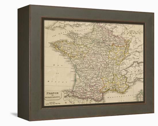 Map of France Showing the Departements-null-Framed Premier Image Canvas