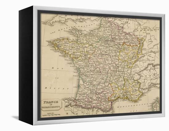 Map of France Showing the Departements-null-Framed Premier Image Canvas