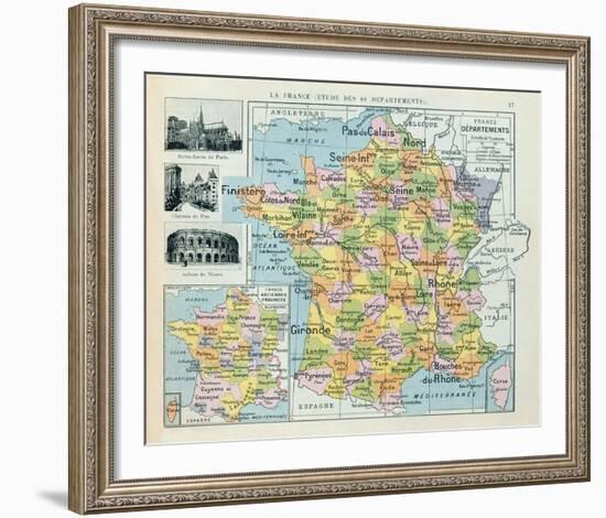 Map of France-The Vintage Collection-Framed Giclee Print