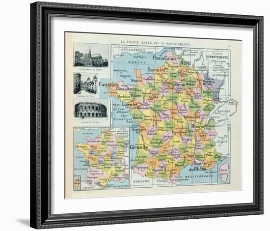 Map of France-The Vintage Collection-Framed Giclee Print