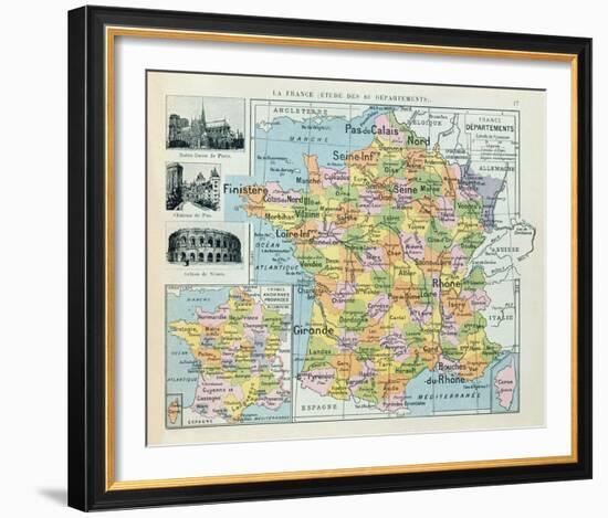 Map of France-The Vintage Collection-Framed Giclee Print