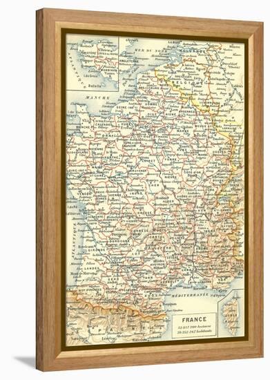 Map of France-null-Framed Stretched Canvas