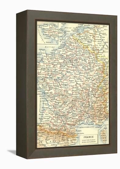 Map of France-null-Framed Stretched Canvas