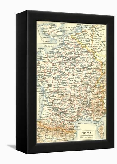 Map of France-null-Framed Stretched Canvas