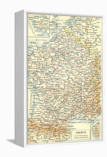 Map of France-null-Framed Stretched Canvas