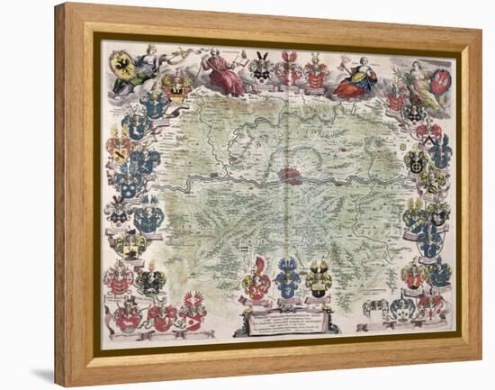 Map of Frankfurt and the Surrounding Area, from Nova Hanc Territori Francofurtensis Tabulum, 1649-Joan Blaeu-Framed Premier Image Canvas