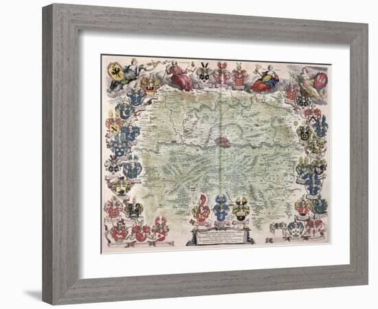 Map of Frankfurt and the Surrounding Area, from Nova Hanc Territori Francofurtensis Tabulum, 1649-Joan Blaeu-Framed Giclee Print