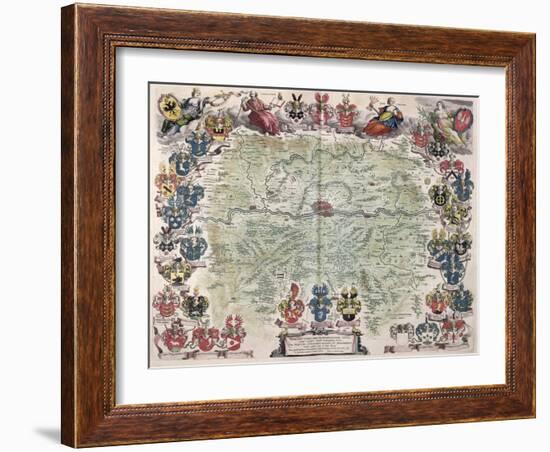 Map of Frankfurt and the Surrounding Area, from Nova Hanc Territori Francofurtensis Tabulum, 1649-Joan Blaeu-Framed Giclee Print