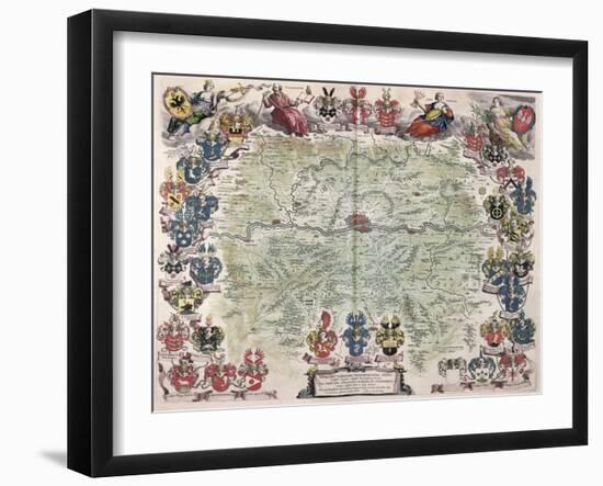 Map of Frankfurt and the Surrounding Area, from Nova Hanc Territori Francofurtensis Tabulum, 1649-Joan Blaeu-Framed Giclee Print