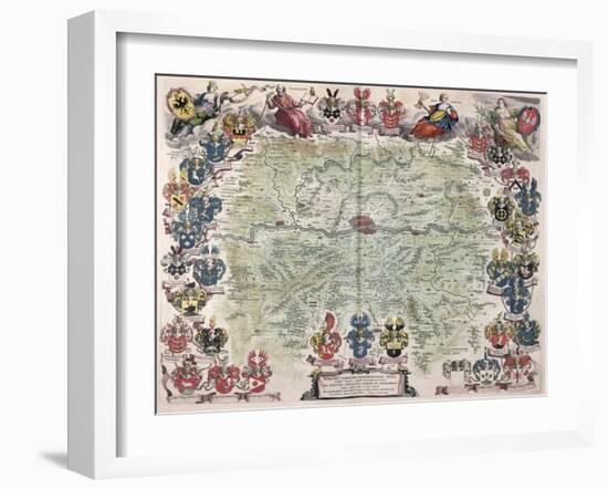 Map of Frankfurt and the Surrounding Area, from Nova Hanc Territori Francofurtensis Tabulum, 1649-Joan Blaeu-Framed Giclee Print