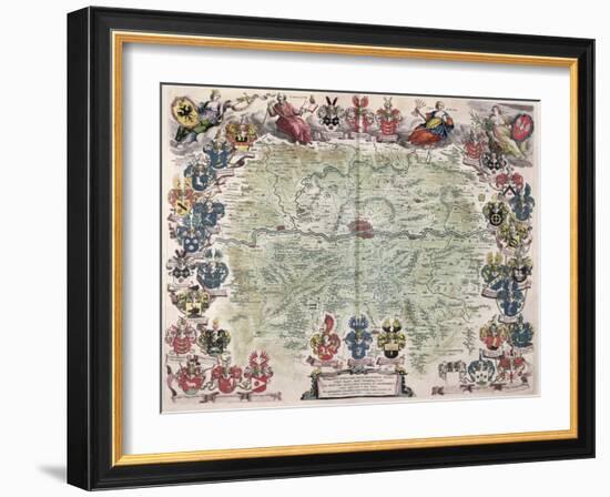 Map of Frankfurt and the Surrounding Area, from Nova Hanc Territori Francofurtensis Tabulum, 1649-Joan Blaeu-Framed Giclee Print