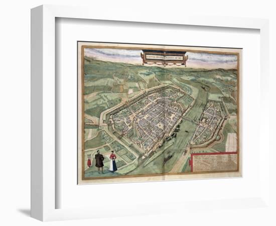 Map of Frankfurt, from Civitates Orbis Terrarum by Georg Braun-Joris Hoefnagel-Framed Giclee Print