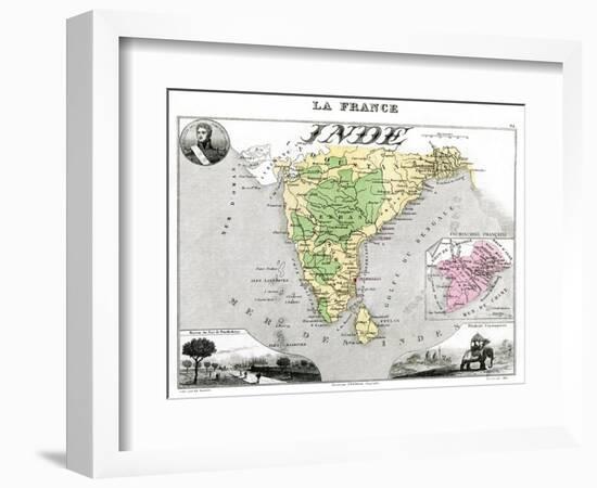 Map of French-Occupied India, Late 19th Century-Edmond Dyonnet-Framed Giclee Print