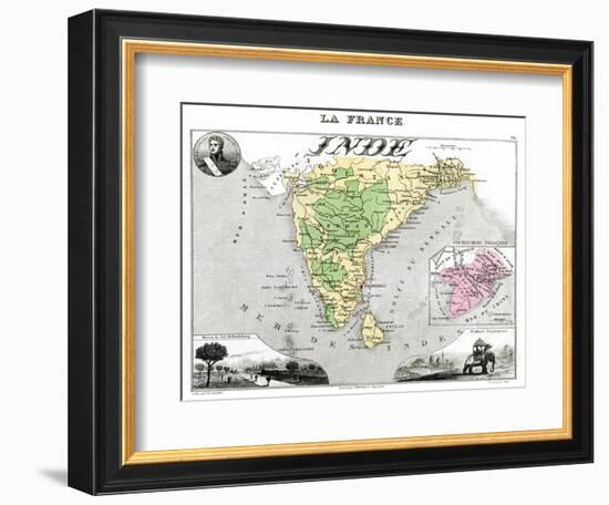 Map of French-Occupied India, Late 19th Century-Edmond Dyonnet-Framed Giclee Print