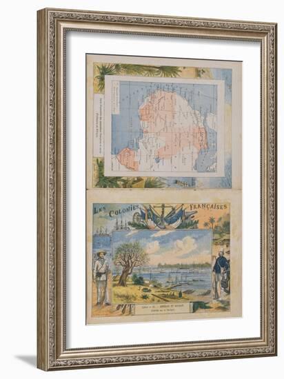 Map of French Possessions and Spheres of Influence in Africa and a View of the River Senegal-G. Dascher-Framed Giclee Print