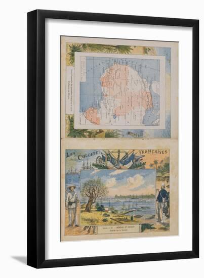 Map of French Possessions and Spheres of Influence in Africa and a View of the River Senegal-G. Dascher-Framed Giclee Print