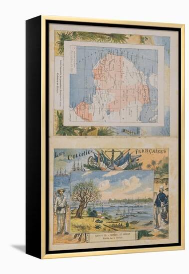 Map of French Possessions and Spheres of Influence in Africa and a View of the River Senegal-G. Dascher-Framed Premier Image Canvas